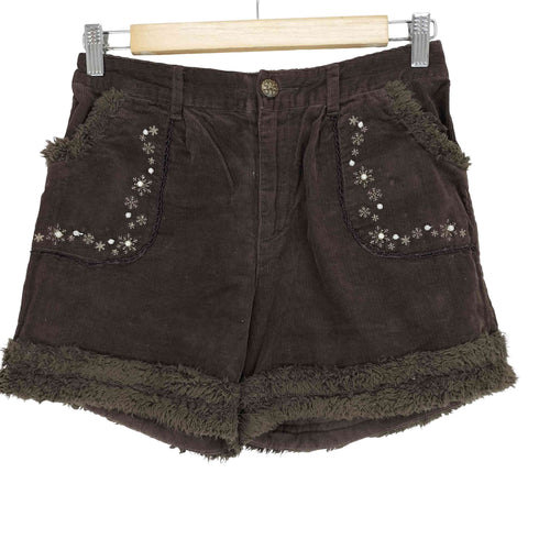 アクシーズファム axes femme フェアリーグランジ ビジュー装飾 ボア切替コーデュロイショートパンツ Y2K レディース JPN:M