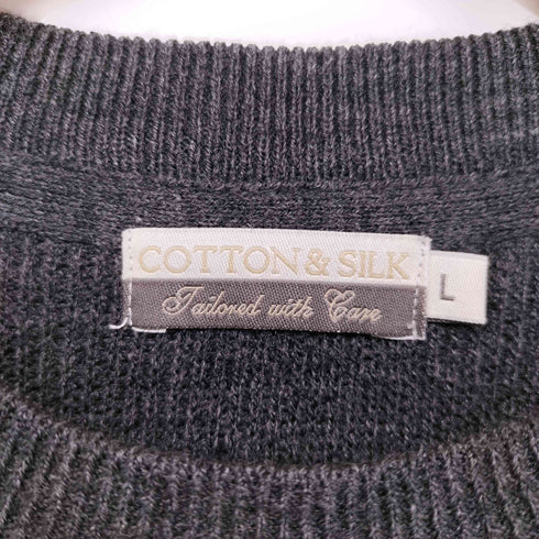 COTTON&SILK ラグラン クルーネック リブニット メンズ import:L