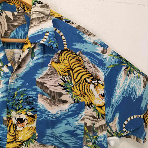 Japanese pattern 虎 和柄 アロハシャツ メンズ