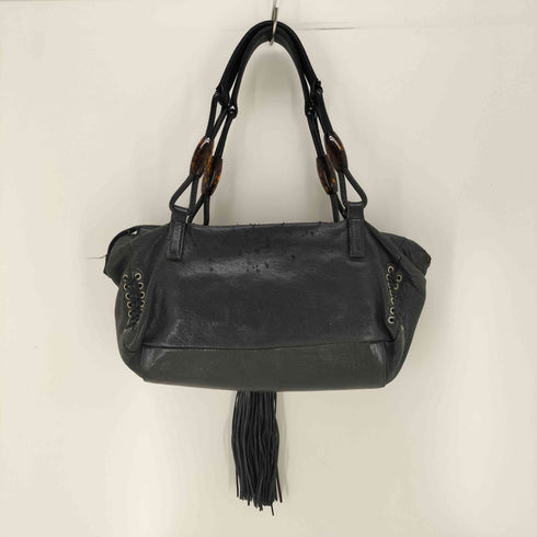 ジョルジオアルマーニ Giorgio Armani フリンジタッセル カフレザーハンドバッグ レディース