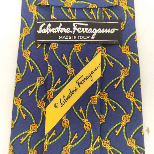 サルヴァトーレフェラガモ Salvatore Ferragamo シルク100% 総柄ネクタイ メンズ