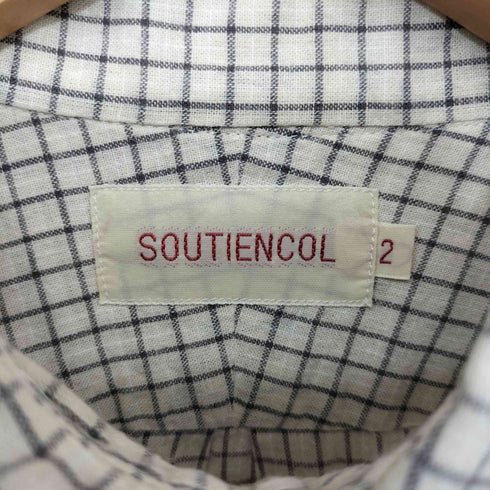 SOUTIENCOL コットンリネン チェック プルオーバー シャツ メンズ JPN:2