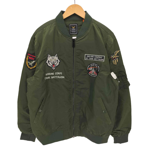 2003-2ND COMPANY 1st Tank Battalion 海兵隊 戦車大隊 タンク 刺繍 MA-1 ジャケット メンズ 3XL