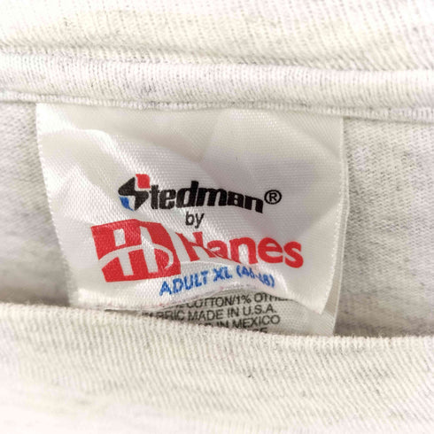 00S メキシコ製 STEDMAN By HANES ボディ ハイスクール ジョーク ラベル プリント クルーネック Tシャツ メンズ import:XL