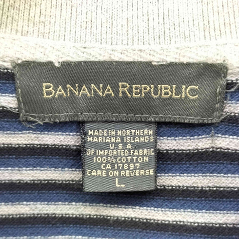 バナナリパブリック BANANA REPUBLIC 00s 北マリアナ諸島製 ボーダー コットン ワッフル ポロシャツ メンズ import:L