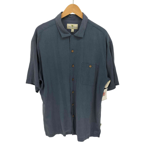 Island Shores シルク100 ウッドボタン 半袖 オープンカラーシャツ メンズ import:L