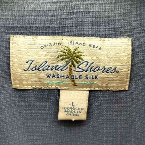 Island Shores シルク100 ウッドボタン 半袖 オープンカラーシャツ メンズ import:L