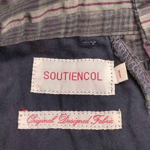 SOUTIENCOL シアサッカー チェック ハーフパンツ バミューダパンツ メンズ JPN:1