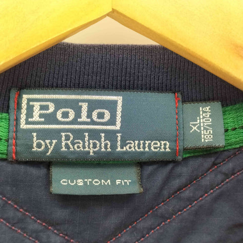ポロバイラルフローレン Polo by RALPH LAUREN CUSTOM FIT ビッグポニー刺繍 星条旗 ナンバリング 67 前立て 切替 比翼 ロケットTALONジップ スナップボタン 半袖 ラガーシャツ メンズ import:XL