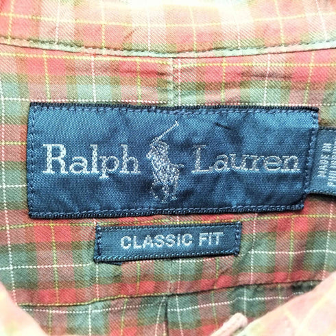 ラルフローレン RALPH LAUREN CLASSC FIT ポニー刺繍 オンブレチェック ボタンダウンシャツ メンズ import:L