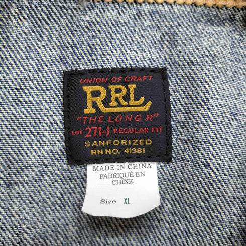 ダブルアールエルラルフローレン RRL RALPH LAUREN 271-J 襟コーデュロイ 2nd デニムトラッカージャケット メンズ XL