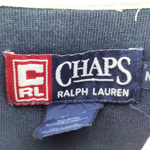 チャップスラルフローレン CHAPS RALPH LAUREN ロゴ 刺繍 切替 長袖 ポロ シャツ メンズ import:M