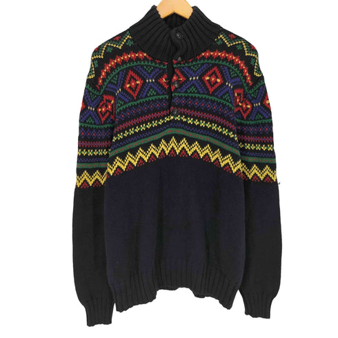 ポロバイラルフローレン Polo by RALPH LAUREN ノルディック柄 ハーフボタンニット メンズ M