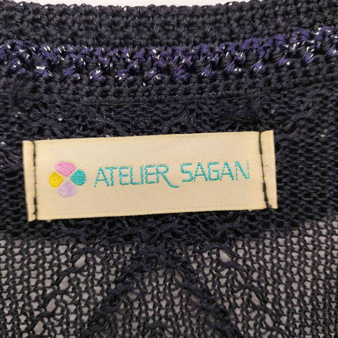 ATELIER SAGAN アトリエサガン リネン100 透かし編み レース ビジュー カーディガン レディース