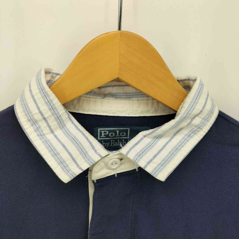 ポロバイラルフローレン Polo by RALPH LAUREN CUSTOM FIT 襟ボーダー 切替 YACHT CLUB ヨットクラブ ワッペン ラガーシャツ メンズ import:M