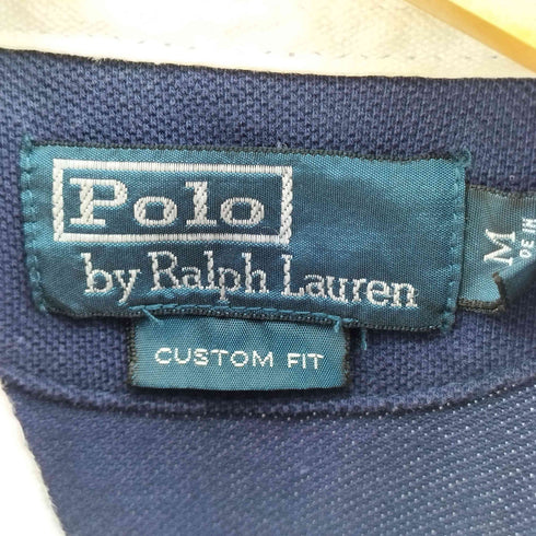 ポロバイラルフローレン Polo by RALPH LAUREN CUSTOM FIT 襟ボーダー 切替 YACHT CLUB ヨットクラブ ワッペン ラガーシャツ メンズ import:M