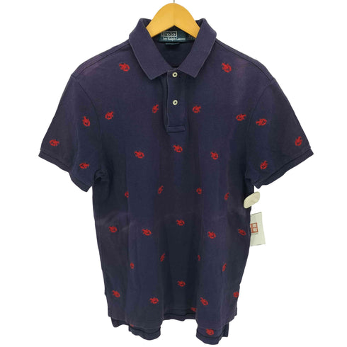 ポロバイラルフローレン Polo by RALPH LAUREN CUSTOM FIT 総柄 ロブスター 刺繍 ポロシャツ メンズ import:M