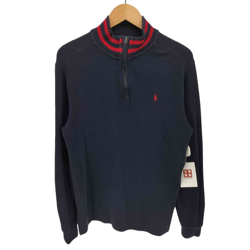 ポロラルフローレン POLO RALPH LAUREN 現行タグ ポニー刺繍 サイドスリット ハーフジップ ハイネック スウェット メンズ import:XL