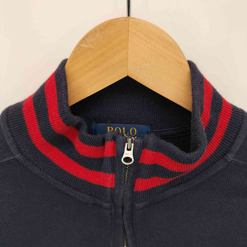 ポロラルフローレン POLO RALPH LAUREN 現行タグ ポニー刺繍 サイドスリット ハーフジップ ハイネック スウェット メンズ import:XL