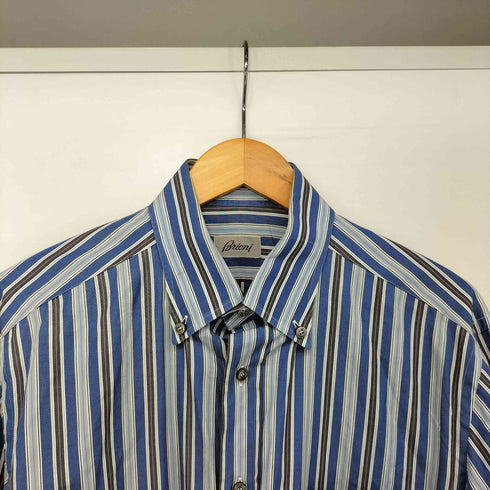 ブリオーニ BRIONI イタリア製 マルチストライプ ボタンダウン シャツ メンズ 4