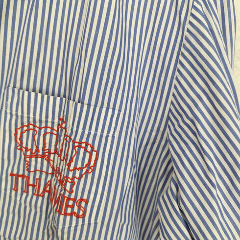 THAMES p.g shirts ロゴ刺繍 ストライプL/Sシャツ street メンズ L