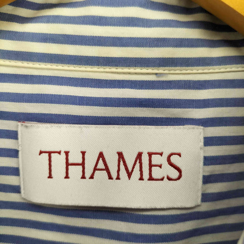 THAMES p.g shirts ロゴ刺繍 ストライプL/Sシャツ street メンズ L