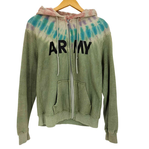 ユーエスアーミー U.S. ARMY 2001年会計 PHYSICAL FITNESS UNIFORM PFU zip hoodie タイダイ染め加工 裏起毛 ジップアップ パーカー メンズ import:L