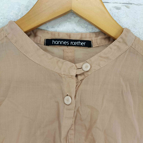 hannes roether スタンドカラー ハーフボタン ロングスリーブ シャツ elegance レディース M