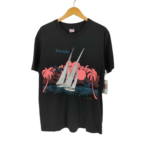 フルーツオブザルーム FRUIT OF THE LOOM 90s スーベニア フロッキープリントTシャツ メンズ L
