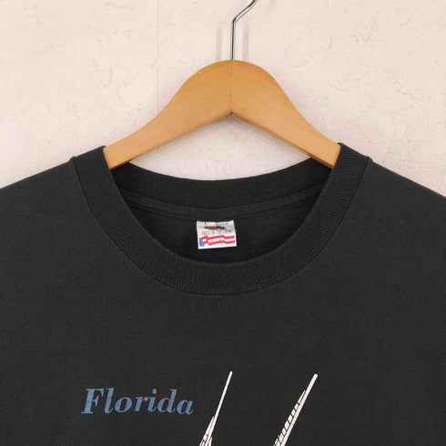 フルーツオブザルーム FRUIT OF THE LOOM 90s スーベニア フロッキープリントTシャツ メンズ L