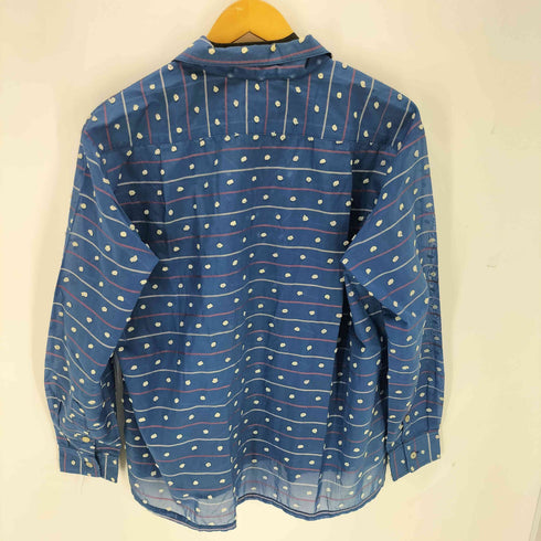 CAL-COKE ドット刺繍 オープンカラー L/S ボーダーシャツ メンズ