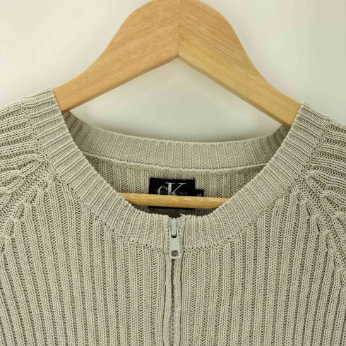 シーケーカルバンクライン ck Calvin Klein コットン リブ編み フルジップ ジップアップ ニット カーディガン メンズ import:M