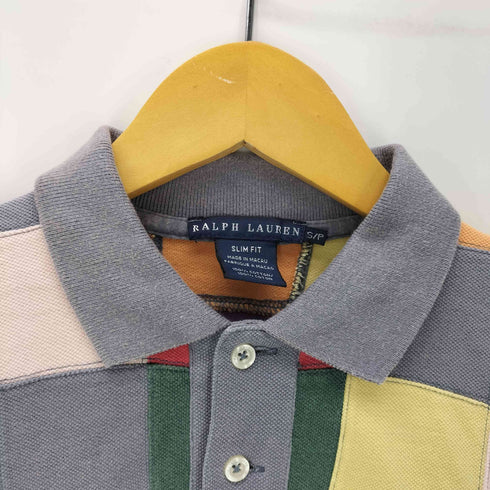 ラルフローレン RALPH LAUREN 90S SLIM FIT マルチカラー ポニー 刺繍 コットン パッチワーク ポロシャツ レディース import:S