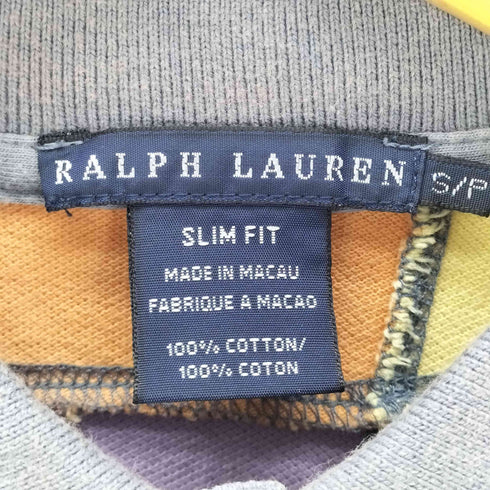 ラルフローレン RALPH LAUREN 90S SLIM FIT マルチカラー ポニー 刺繍 コットン パッチワーク ポロシャツ レディース import:S