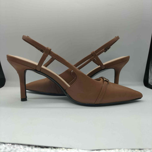 チャールズアンドキース CHARLES&KEITH メタリックバー ポインテッドスリングバックスティレット レディース