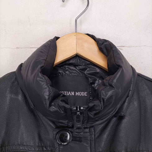 CHRISTIAN MODE 肩レザー ロングスリーブ ダウンジャケット casual メンズ LL