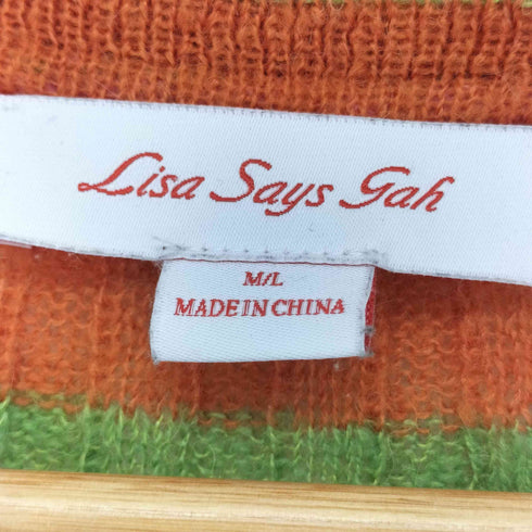 lisa says gah ボーダー ニットシャツ レディース import:L