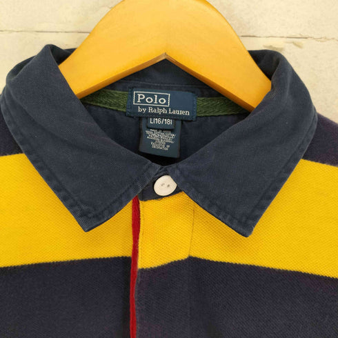 ポロバイラルフローレン Polo by RALPH LAUREN ボーダー ポニー刺繍 半袖 ポロシャツ メンズ L