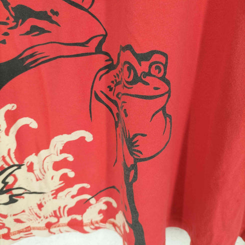 波達 和柄 カエルプリント ヘンリーネック 半袖Tシャツ カットソー メンズ 3L