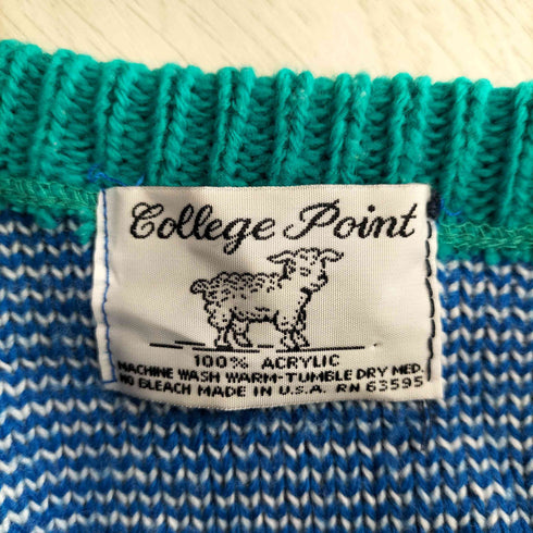 COLLEGE POINT USA製総柄アクリルニット メンズ
