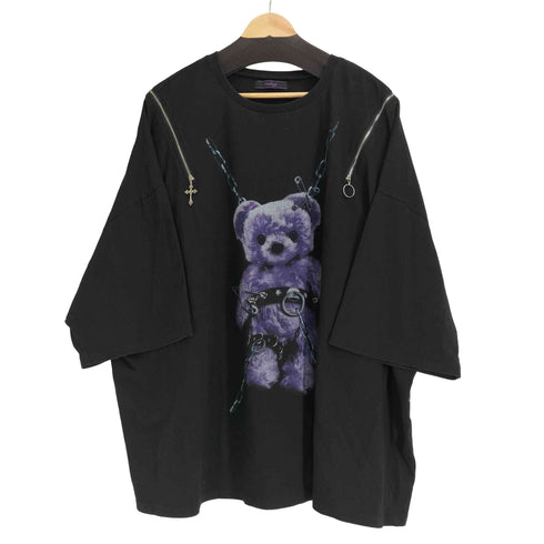 AMILIGE 病みくま プリント ショルダージップ S/S Tシャツ レディース