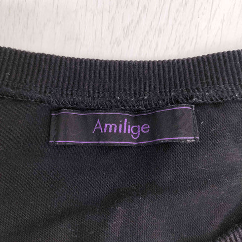AMILIGE 病みくま プリント ショルダージップ S/S Tシャツ レディース