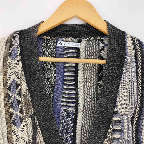 ザラ ZARA ABSTRACT JACQUARD CARDIGAN メンズ import:L
