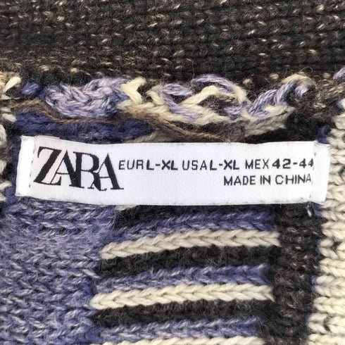 ザラ ZARA ABSTRACT JACQUARD CARDIGAN メンズ import:L
