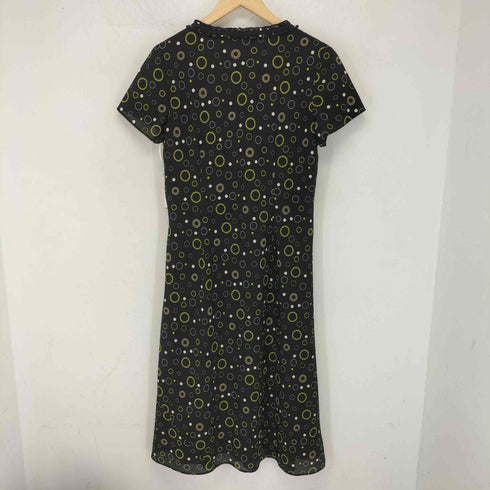 ローラアシュレイ LAURA ASHLEY 総柄 フリル リボンデザイン 半袖ワンピース レディース JPN:13号