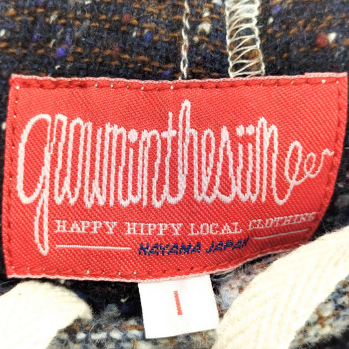 grown in the sun ネップ加工 アルパカ混 オンブレチェック イージーパンツ メンズ 1