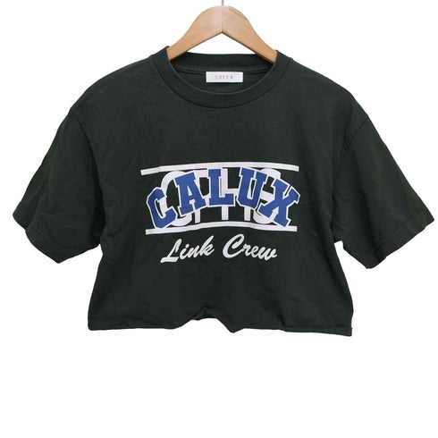 キャラクス CALUX カットオフ クロップド ロゴ S/S クルーネック Tシャツ レディース