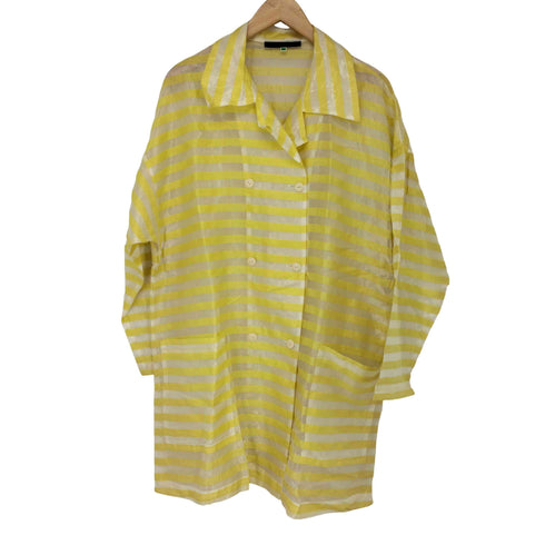 micmac paris リネン混 ボーダーシアーコート レディース