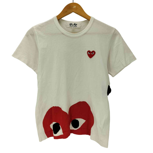 プレイコムデギャルソン PLAY COMME des GARCONS 00s AD2008 ハート 刺繍 ロゴ プリント Tシャツ カットソー レディース JPN:M