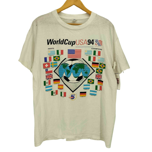 90S USA製 HIGH5ボディ サッカー 国旗 大会 USA94 コピーライト1991 WC94 TM シングルステッチ S/S Tシャツ メンズ import:L